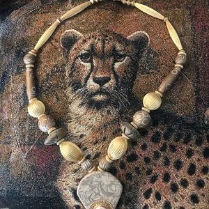Necklace 26" Shades of Gold and Tan